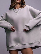 levne Jednoduché mikiny-Dámské Svetrová mikina Mikiny Bez vzoru Šik ven Na běžné nošení Dlouhý rukáv Tričkový Běžné topy ulice Dovolená Jdeme ven Bílá Světlá růžová Světle šedá Podzim Zima