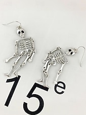economico Accessori di Halloween-orecchini pendenti da donna a forma di scheletro di Halloween – materiale in lega, design a forma di osso mobile, divertenti gioielli spettrali per feste, cosplay ed eventi in costume