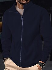 economico Giubbotti Casual-Per uomo Giacca Invernale Giacca in Pile Giacca Casual Vacanza Quotidiano Calore Termico Tasca Pile Autunno Inverno Semplice Moda Streetwear Collo alla coreana Regolare Aalbicocca Nero Blu marino