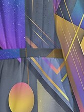 billiga Konst &amp; Design Klänning-Dam Midiklänning Vardagsklänning Chiffong Swingklänning Modern Semester Dagligen Helgen Normal Geometrisk Långärmad V-hals Purpur Grön Grå Sommar Vår Höst