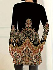 tanie Płaszcze i płaszcze trench-Damskie Zwykła kurtka Wygodny Oddychający Kieszeń Elegancja Zabytkowe Moda Codzienny Geometryczny Urlop Dzienne zużycie Otwarty przód Regularny Wycięcie pod szyją Luźna Długi rękaw Odzież wierzchnia