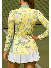 economico Camicia Donna-Per donna Floreale Maglietta sportiva Polo da golf Maglia da tennis Manica Lunga Cerniera Floreale UPF50+ Resistente ai Raggi UV Alta elasticità Traspirante Tennis Golf Pickleball Collo alla coreana