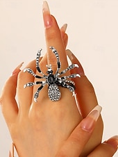 お買い得  ハロウィンアクセサリー-女性用ハロウィンスパイダージュエリーセット - ゴシックビーズチョーカー、調節可能なブレスレットとステートメントリング、コスチュームパーティー、コスプレ、不気味な夜のお出かけに最適な合金ラインストーンデザイン