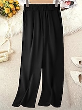 economico gamba larga e vita alta-Per donna Gamba larga Pantaloni Eleganti Moda Streetwear Lunghezza intera Naturale Semplice Tasca Elastico in vita Confortevole Formale Ufficio Uscire Grigio Nero Autunno Vestibilità regolare