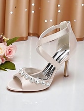 رخيصةأون كوكتيل-صنادل نسائية بكعب عالٍ ومقدمة مفتوحة من الأمام ومرصعة بأحجار الراين من الساتان - أحذية أنيقة بأشرطة متقاطعة للسيدات، مثالية لحفلات الكوكتيل والمناسبات الرسمية
