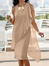 abordables Robes en chiffon-Femmes Mini Robe Robe Décontractée Robe en Chiffon Robe d&#039;été Robe Nuisette Mode Moderne Quotidien Plage Week-end Coupe régulière Uni Sans manches Col ras du cou Noir Rose Claire Violet Kaki Été