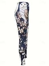 baratos Animais Impressão-Mulheres Leggings Férias Vintage Estilo Étnico Mimolet Cintura Alta Floral Gráfico Pássaro Impressão 3D Secagem Rápida Respirabilidade Macio Com Stretch Diário Casa Ao ar livre Bronzeado Preto Outono