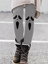 economico Pantaloni di Halloween-Per donna Pantaloni Leggings Streetwear Casual Lunghezza intera Vita Alta A Motivi Elastico in vita Stampato Traspirabilità Confortevole Elasticizzato Vacanza Streetwear Abbigliamento quotidiano