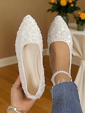 abordables Ballerines femme-Ballerines à bout pointu et paillettes noires pour femmes - élégantes chaussures de soirée à enfiler pour une marche confortable, idéales pour les mariages, les soirées et les tenues de vacances