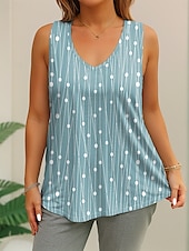 abordables Hauts-Femmes Grande taille Hauts T-shirt Graphique Abstrait Sans manches Col en V Occasionnel Quotidien Polyester Été Jaune Bleu