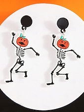 billige Halloween-tilbehør-Halloween-øredobber i akryl til dame – lett spøkelseshatt, gresskarhatt og heksehatt &amp;Skjelettdesign for tenåringer og voksne, perfekt for Halloween-kostymer og festtilbehør