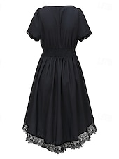 cheap Boho Dress-Women&#039;s Mini Dress Boho Dress Western Dress Fashion Classic Outdoor Vacation Holiday Regular Fit Flower Short Sleeve V Neck Black Dark Blue Summer