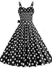 levne Šaty-Retro 50. léta Rockabilly Polední Šaty Houpací šaty Flare šaty S páskem Popruh na špagety Puntíkované A-Linie Dámské Karneval Denní nošení Čajový dýchánek Retro tematická párty Dospělí Šaty Jaro léto