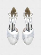 abordables années 1930-Femmes Chaussures à Talons Rétro Soirée Quotidien Fleuri Strass Boucle Stiletto Bout Rond Élégant ancien Dentelle Satin Boucle Noir Blanche Ivoire
