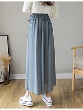 economico gamba larga e vita alta-Per donna Gamba larga Chinos Casual Lunghezza intera Naturale Semplice Gamba larga Coulisse Comodo Traspirabilità Casual Quotidiano Nero Rosa Blu Primavera Autunno Vestibilità comoda