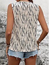 billige Blomstrete tanktop-Dame Camisole Tank Top Blomstret Grafisk Geometrisk Elegant Årgang Tropisk Ermeløs V-hals Vanlige topper Daglig Trykt mønster Svart Oransje Grønn Beige Sommer Vår