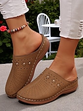 abordables Sabots et mules femme-mules à enfiler découpées pour femmes – sabots confortables et respirants pour les journées décontractées, la détente dans le jardin et l&#039;heure du thé sur la terrasse