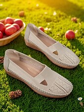 preiswerte Damenhausschuhe und -halbschuhe-Atmungsaktive Flyknit Cut-Out-Loafer für Damen – leichte, lässige Schlupfschuhe für Gartenarbeit und Outdoor-Aktivitäten