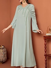 abordables Longueur du plancher-Ligne A Robe de Mère de Mariée  Élégant Col en V Longueur au sol Chiffon manche longue avec Cristaux 2025