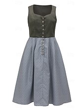 olcso Dirndl-Oktoberfest Ruhák Dirndl Trachtenkleader Szobalány bajor Német Meadows Női Hagyományos stílusú ruha Ruha Kötény Blúz nélkül
