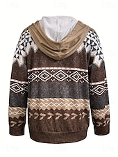economico Tops Boho-Giacca Felpa con Cappuccio da Donna con Maniche Lunghe e Zip con Tasche Leggera e Casual Micro-elastica Oversize Geometrica a Strisce Attiva Vintage Sportiva con Coulisse Rosso Blu Viola Marrone