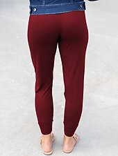 billiga Enkla Leggings-Dam Byxor Damasker Streetwear Ledigt Fullängd Naturlig Slät Ficka Elastisk midja Mjuk Utomhus Semester Utekväll Grå Svart Röd Blå Höst Normal