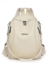 cheap Fashion Backpacks-Women&#039;s Brown Faux Leather Mini Backpack – Water-Repellent Scratch-Resistant Fashion Daypack for Travel, Work and Daily Use