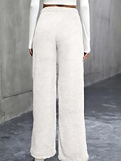 economico gamba larga e vita alta-Per donna Gamba larga Pantaloni Eleganti Streetwear Casual Lunghezza intera Naturale Semplice Elastico in vita Confortevole Ferie Uscire Weekend Grigio Nero Bianco Cachi Autunno Vestibilità regolare