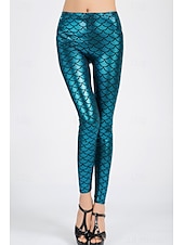 baratos -Mulheres Leggings Roupa de rua Casual Longas Cintura Alta Tecido Corte alto Respirabilidade Macio Com Stretch Rua Para Noite Prata Preto Vermelho Azul Royal Outono Normal