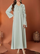 abordables Longueur du plancher-Ligne A Robe de Mère de Mariée  Élégant Col en V Longueur au sol Chiffon manche longue avec Cristaux 2025