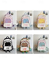billiga Barn- och tonårryggsäckar-Stor reseryggsäck för tonårsflickor med vagnsrem – söt kaninbroderi, skolväska med flera fickor för mellan- och högstadieelever