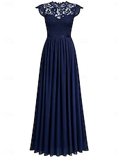 ieftine Rochii din chiffon-Pentru femei Rochie Lunga Rochie Maxi Rochie de dantela Rochie de Cocktail Rochie pentru invitata de nunta Șifon Elegant Modă Modern În aer liber Petrecere cu cocktail Fit regulat Simplu Manșon scurt