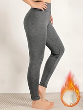 economico Leggings foderati in pile-Per donna Pantaloni in Pile Pantaloni Eleganti Leggings Streetwear Casual Lunghezza intera Naturale Semplice Elastico in vita Calore Termico Comodo Vacanza Uscire Nero grigio Grigio Grigio chiaro