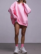 levne Jednoduché mikiny-Dámské Svetrová mikina Mikiny Bez vzoru Šik ven Na běžné nošení Dlouhý rukáv Tričkový Běžné topy ulice Dovolená Jdeme ven Bílá Světlá růžová Světle šedá Podzim Zima