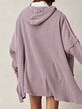 economico Felpe e Sweatshirt Texturizzati-Per donna Felpa con cappuccio Semplice Moderno Casual Manica Lunga Con Cappuccio Top Regolari Ferie Uscire Tasca Nero Blu Viola Marrone Beige Autunno