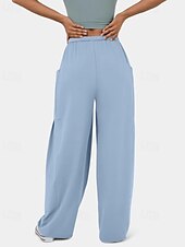 economico gamba larga e vita alta-Per donna Gamba larga Pantaloni Eleganti Streetwear Casual Lunghezza intera Naturale Semplice Tasca Design con Coulisse Elastica Comodo Streetwear Ferie Rosso violaceo Nero Verde militare Marrone