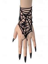 preiswerte Damenarmband-Damen-Halloween-Handarmband mit Spinnennetz – schwarze Gothic-Handkette aus Polyester mit Spinnendesign für Kostümpartys und Cosplay