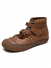 preiswerte Ballerinas für Damen-Mary-Jane-Schuhe aus Kunstleder mit weiter Passform und Cut-outs – bequemer Retro-Casual-Stil für Bauernhofbesuche, Gartenspaziergänge und Wochenendausflüge
