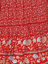 abordables Faldas gráficas-Mujer Falda Línea A Bohemia Casual Maxi Alta cintura Faldas Floral Estampado Microelástico Calle Diario Rojo Albaricoque Verano Poliéster Rayón