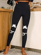 economico -Per donna Pantaloni Eleganti Leggings Collant Atletico Lunghezza intera Naturale Grafico Stampato Comodo Sollevamento glutei Controllo addominale Yoga Casual Quotidiano Oro nero Nero 1 # Nero 2