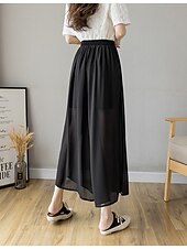 economico gamba larga e vita alta-Per donna Gamba larga Chinos Casual Lunghezza intera Naturale Semplice Gamba larga Coulisse Comodo Traspirabilità Casual Quotidiano Nero Rosa Blu Primavera Autunno Vestibilità comoda