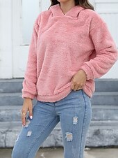 economico Parka attivo-Per donna Felpa con cappuccio Semplice Streetwear Casual Manica Lunga Con Cappuccio Top Regolari Streetwear Ferie Uscire Rosa Inverno