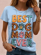 abordables T-shirt Humor &amp; Citations-Jour de Thanksgiving Femmes T-shirt Graphique Animal Chien ancien Élégant Classique Manche Courte Col ras du cou Col rond Hauts Réguliers Quotidien Week-end Imprimé Noir Blanche Rose Claire Bleu Bleu