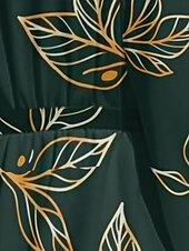 cheap Floral Dress-Women&#039;s Midi Dress Casual Dress Chiffon Swing Dress Modern Vacation Daily Weekend Regular Fit Floral Long Sleeve V Neck Blue Green Dark Blue Summer Spring Fall Autumn