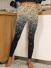 economico -Per donna Pantaloni Eleganti Leggings Collant Atletico Lunghezza intera Naturale Grafico Stampato Comodo Sollevamento glutei Controllo addominale Yoga Casual Quotidiano Oro nero Nero 1 # Nero 2