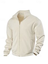 economico Giubbotti Casual-Per uomo Giacca Invernale Giacca in Pile Giacca Casual Vacanza Quotidiano Calore Termico Tasca Pile Autunno Inverno Semplice Moda Streetwear Collo alla coreana Regolare Aalbicocca Nero Blu marino
