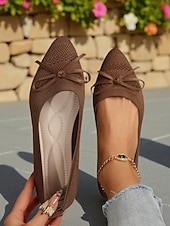 abordables Ballerines femme-Ballerines Flyknit Bow pour femmes – chaussures décontractées, légères, respirantes et élégantes, idéales au quotidien, pour les promenades en plein air et les pique-niques printaniers au jardin