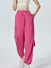 abordables pantalon cargo femme-Femmes Pantalons Cargo Slacks Streetwear Occasionnel Longueur complète Naturel Uni Avec Poches Conception à cordon élastique Doux Tenue quotidienne Week-end Noir Rouge Fuchsia Gris argenté Automne
