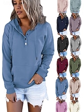 Χαμηλού Κόστους Απλές φούτερ-Γυναικεία Φούτερ πουλόβερ με κουκούλα και πουλόβερ Σκέτο Καθημερινό Μακρυμάνικο Με Κουκούλα Κανονικά μπλουζάκια Θαλασσί Μαύρο Ρουμπίνι Βυσσινί Πράσινο του τριφυλλιού Άνοιξη Φθινόπωρο