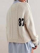 Női Pulóver Napi Stílusos Alkalmi Nyomtatott Bordázott Terített nyak Kötött Hosszú ujj Normál felsők Kötött Napi Szabadság Alkalmi Khakizöld Sötétkék Ősz Tél olcso Grafikus minták és részletek-Női Pulóver Napi Stílusos Alkalmi Nyomtatott Bordázott Terített nyak Kötött Hosszú ujj Normál felsők Kötött Napi Szabadság Alkalmi Khakizöld Sötétkék Ősz Tél